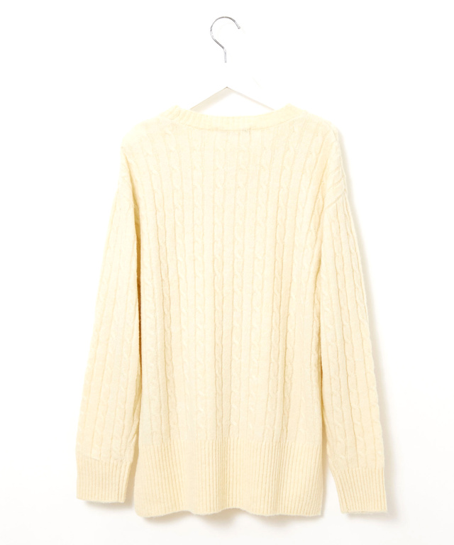 ウールブレンド ケーブル柄 ニット【手洗いOK】