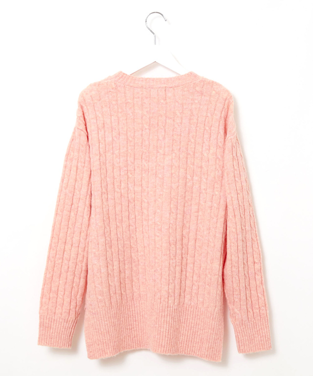 ウールブレンド ケーブル柄 ニット【手洗いOK】