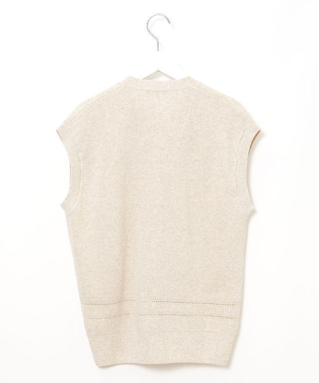 裾編み柄 Vネックベスト【手洗いOK】