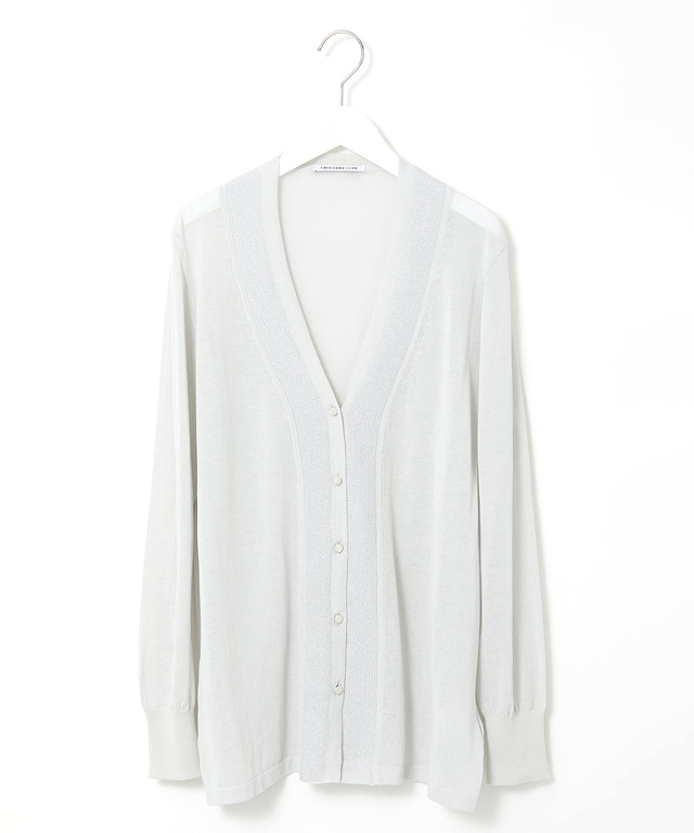 ラメ編み Vネックカーディガン【手洗いOK】