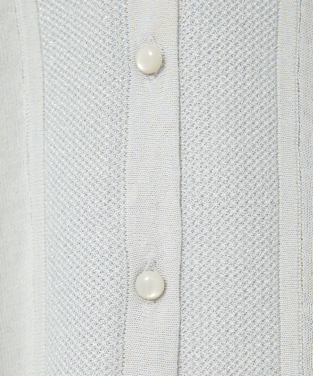 ラメ編み Vネックカーディガン【手洗いOK】