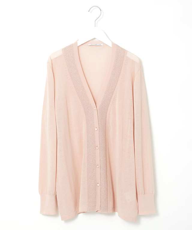 ラメ編み Vネックカーディガン【手洗いOK】