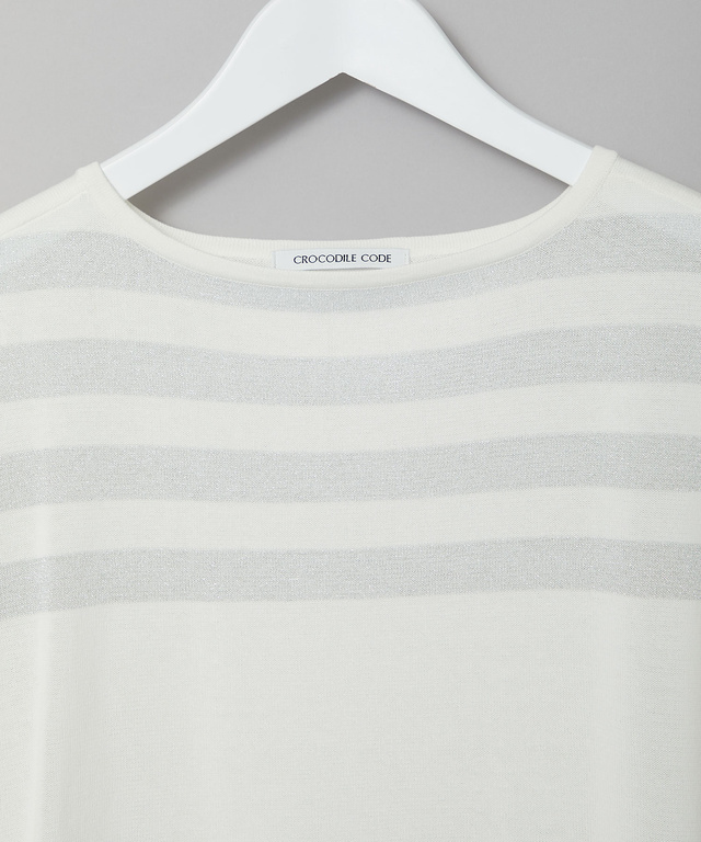 ラメボーダー ドルマンニット【手洗いOK】【オンラインショップ・一部店舗限定】