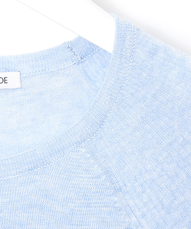 ギャザー切り替え シアー ニット