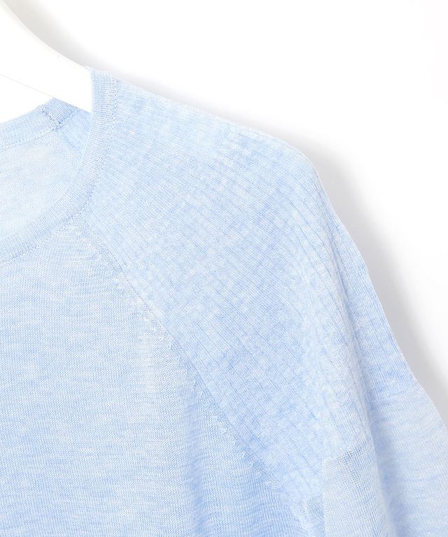 ギャザー切り替え シアー ニット