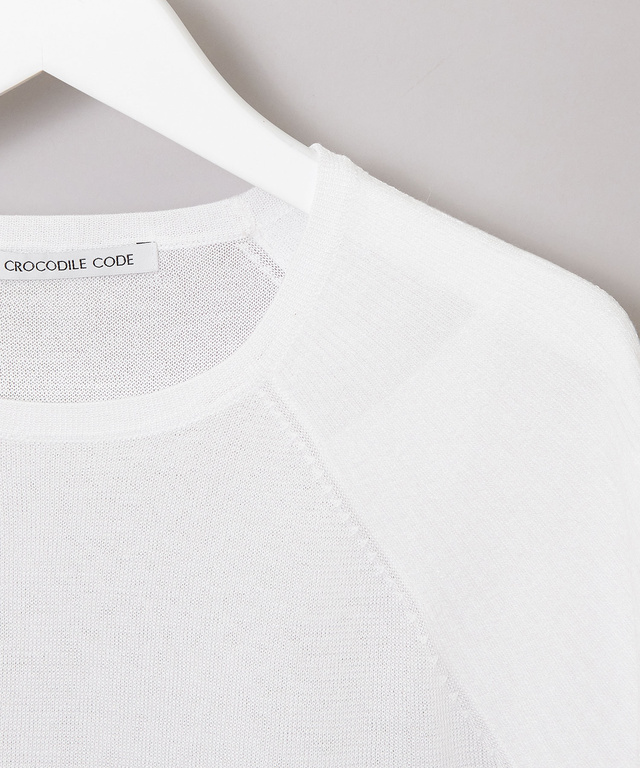 ギャザー切り替え シアー ニット