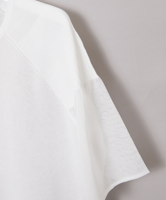 ギャザー切り替え シアー ニット