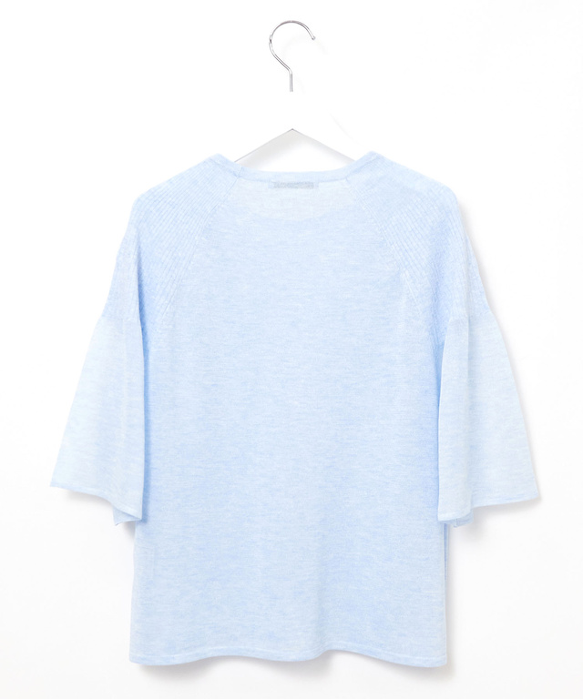 ギャザー切り替え シアー ニット