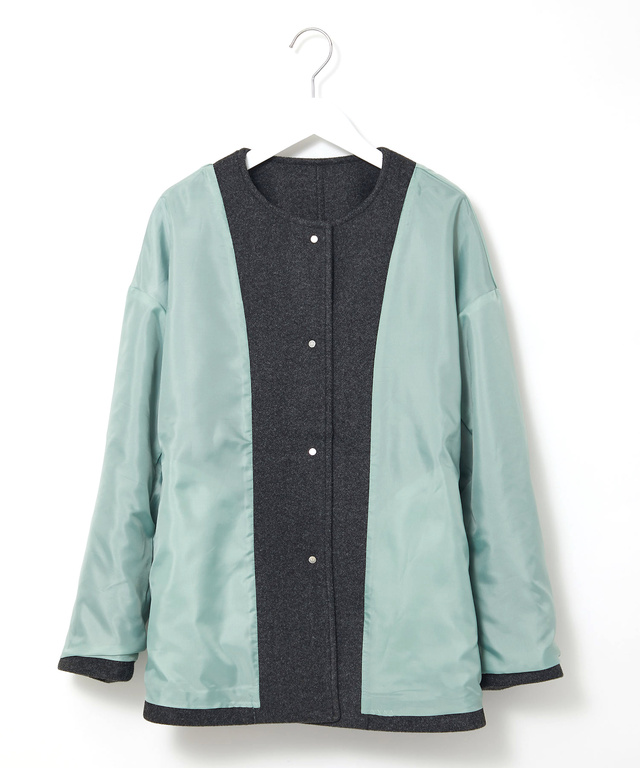 ノーカラー ショート コート