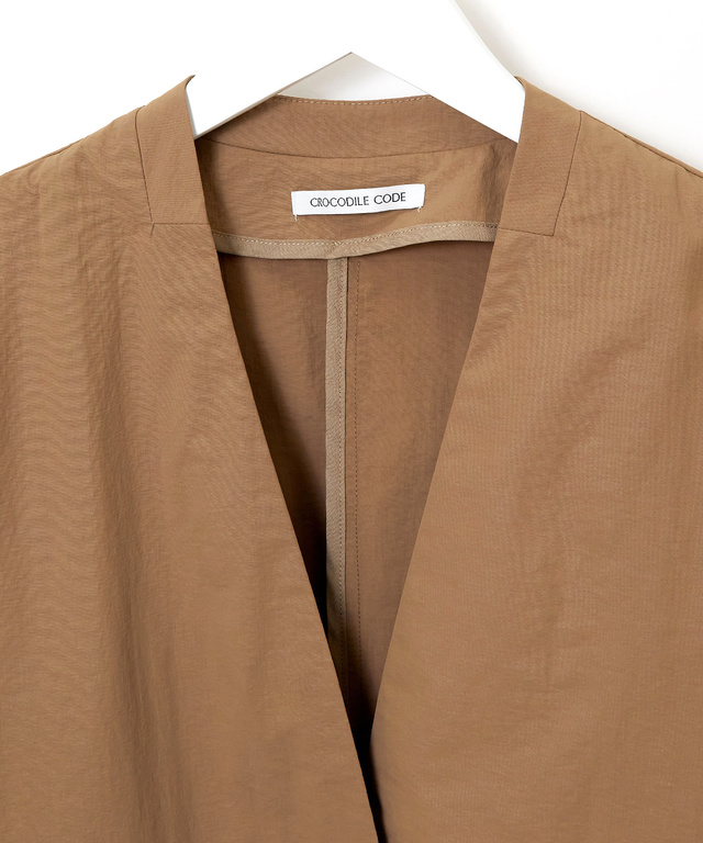 レザーライク ノーカラー ジャケット【オンラインショップ・一部店舗限定】