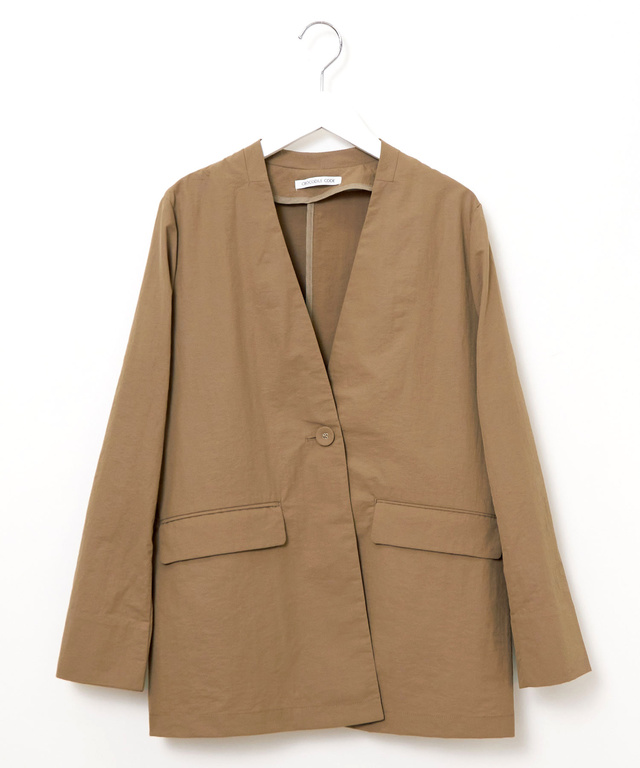 レザーライク ノーカラー ジャケット【オンラインショップ・一部店舗限定】