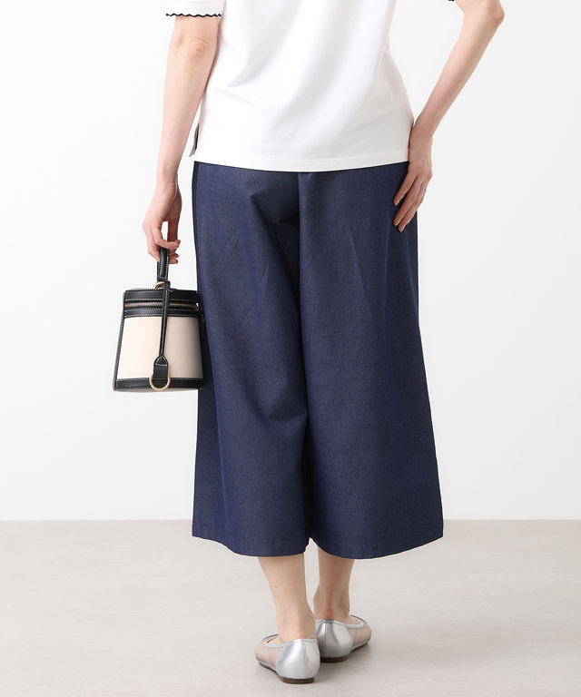 デニムライク ストレッチ ワイドパンツ