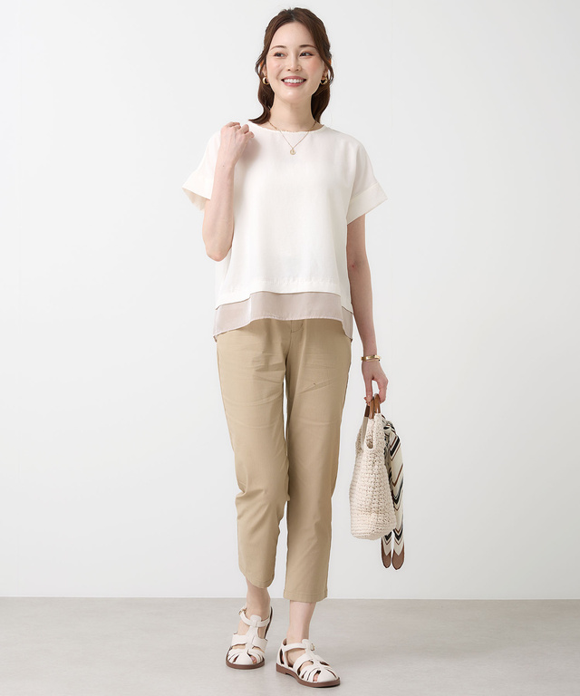 リネンブレンド テーパードパンツ