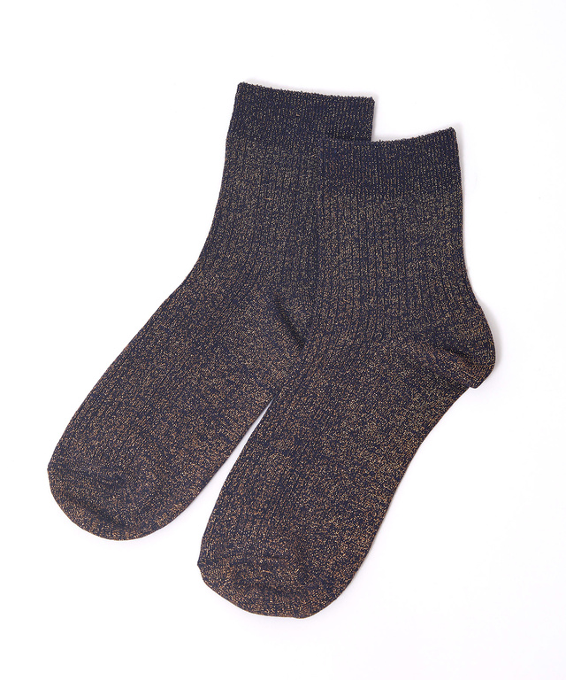 ラメ混 リブ ソックス