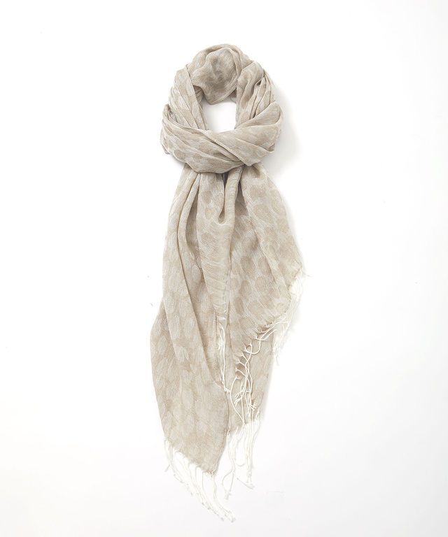 ヒョウ柄 フリンジ ストール