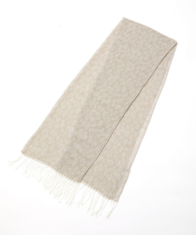 ヒョウ柄 フリンジ ストール