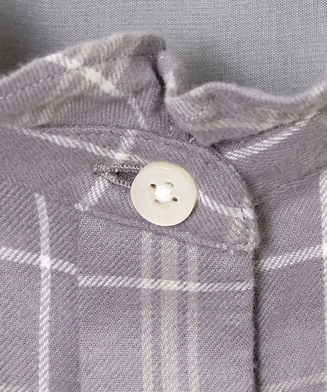 起毛 襟フリル チェックチュニック