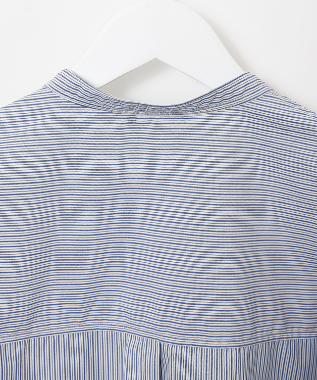 ギャザーデザイン ストライプ柄 チュニック