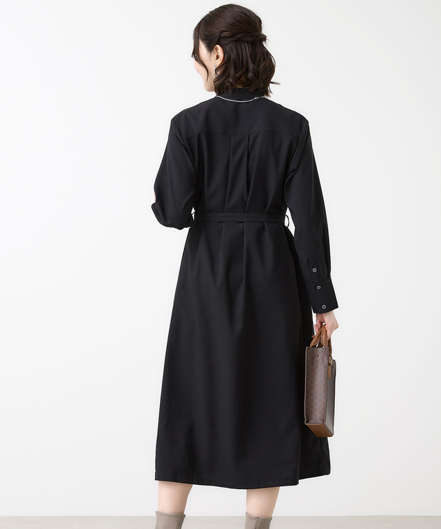 バンドカラー シャツ ワンピース