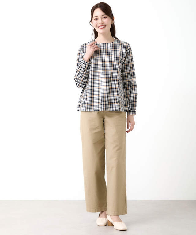 クロコダイルタータンチェック プルオーバー ブラウス