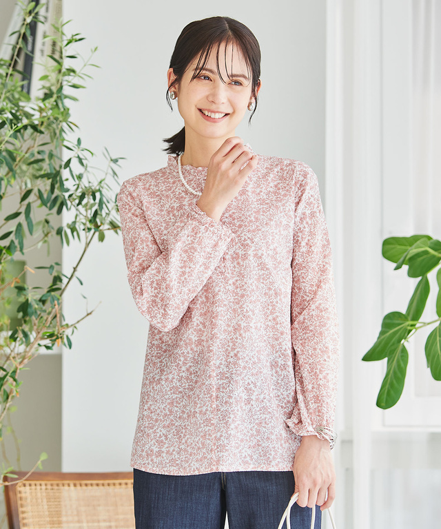 ミラクルウェーブ 花柄プリント ブラウス