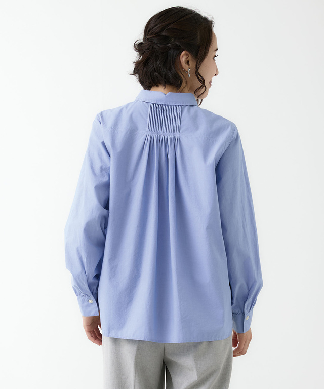 ピンタックデザイン コットン ブラウス