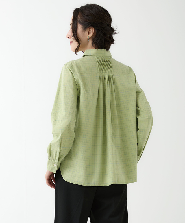 ピンタックデザイン コットン ブラウス