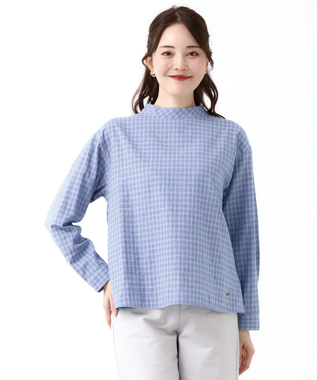 チェック柄 ガーゼ ブラウス