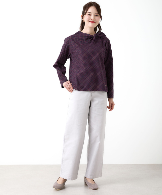 グレンチェック デザイン ブラウス