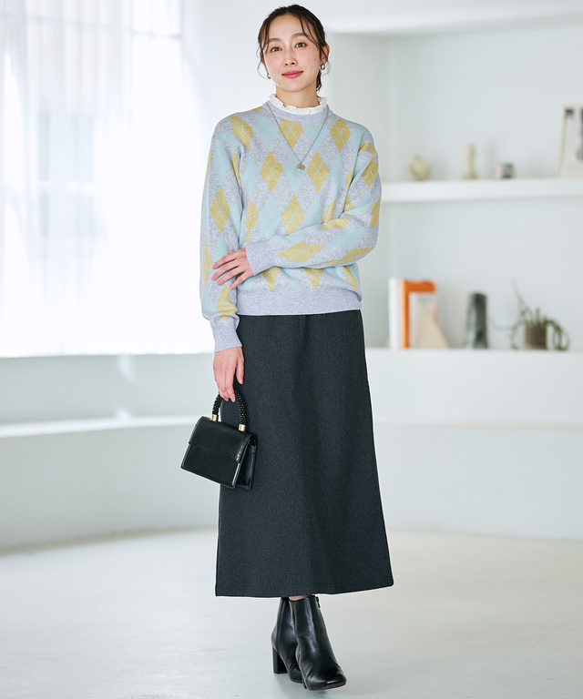 刺繍フリルデザイン 長袖 ブラウス