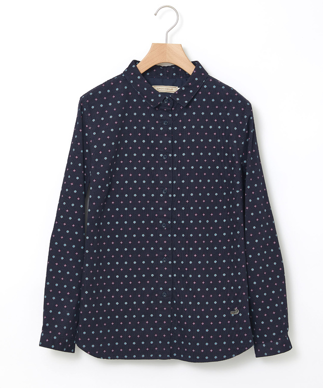 コーデュロイ 小紋柄 プリントブラウス