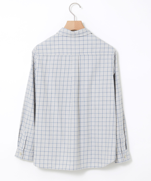 コットンブレンド チェック柄 ブラウス