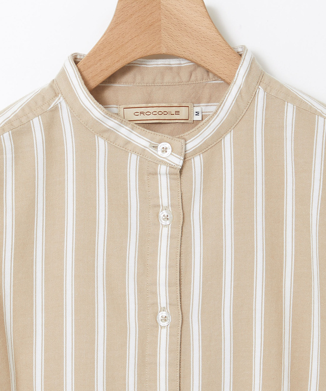 バンドカラー ストライプ チュニック【一部店舗限定】