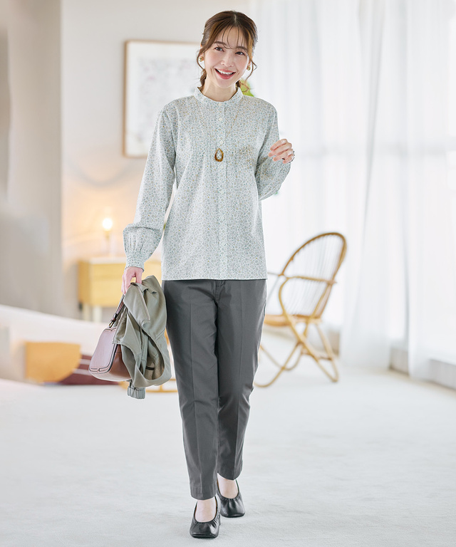 花柄プリント ピンタック ブラウス【オンラインショップ限定】