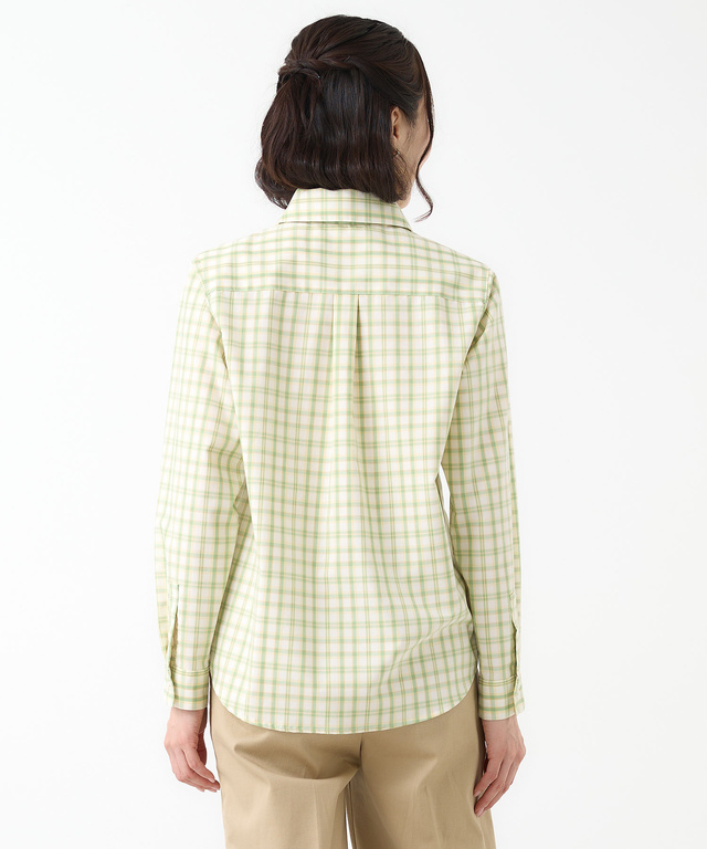 ノンアイロン チェック ブラウス【シワになりにくい】