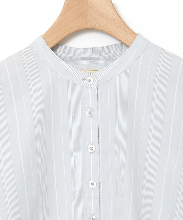 ストライプ バンドカラー ブラウス