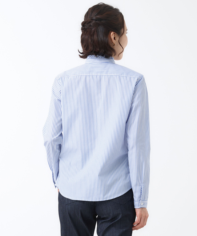 フリル襟 ストライプ ブラウス【オンラインショップ・一部店舗限定】