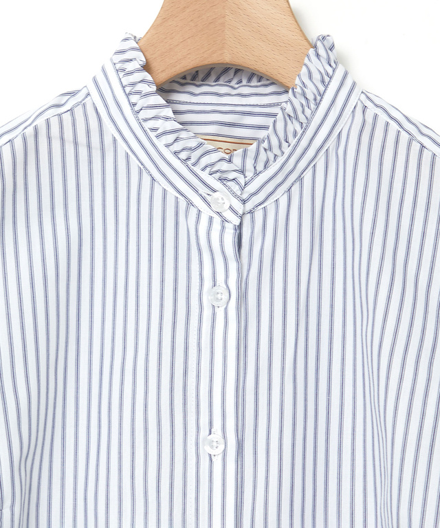 フリル襟 ストライプ ブラウス【オンラインショップ・一部店舗限定】