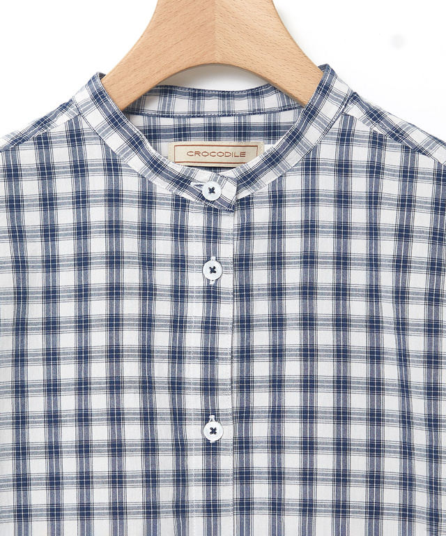 バンドカラー チェック ブラウス【オンラインショップ・一部店舗限定】