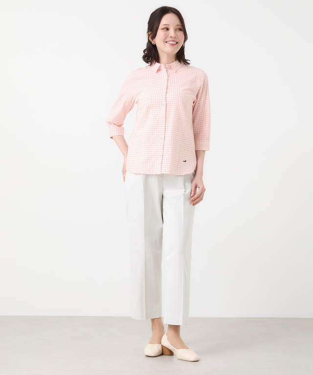 ドビー素材 七分袖 ブラウス