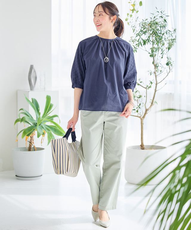 袖刺繍 プルオーバー ブラウス