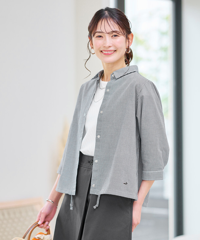 メッシュ 七分袖 ブラウス