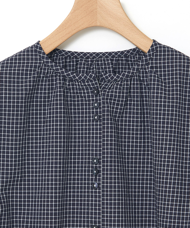 スノーコットン ミニチェック ブラウス【接触冷感】