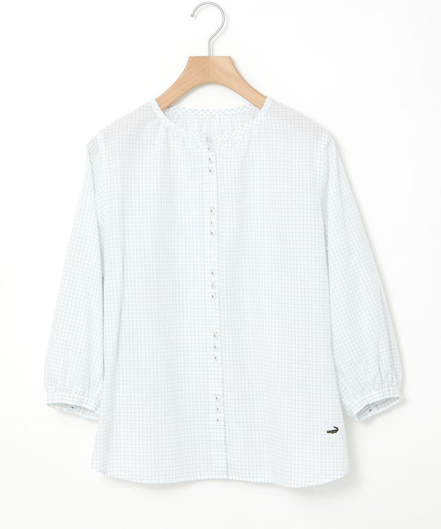 スノーコットン ミニチェック ブラウス【接触冷感】