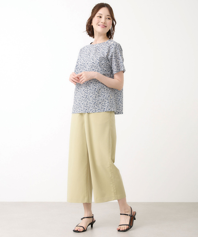 小花柄プリント プルオーバー ブラウス