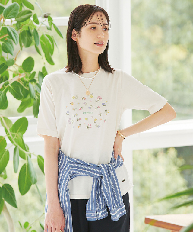 小花柄 プリント Tシャツ