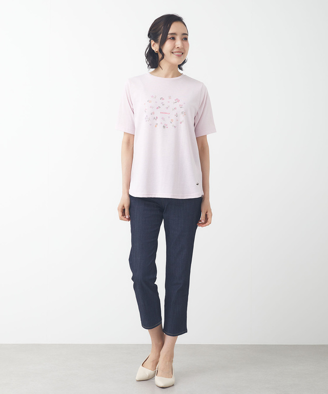小花柄 プリント Tシャツ