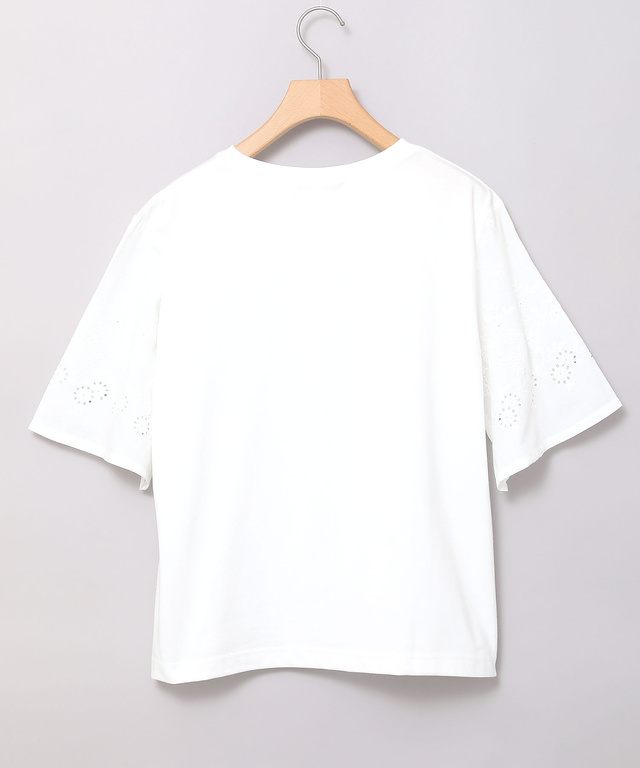 コットン 五分袖 刺繍 Tシャツ