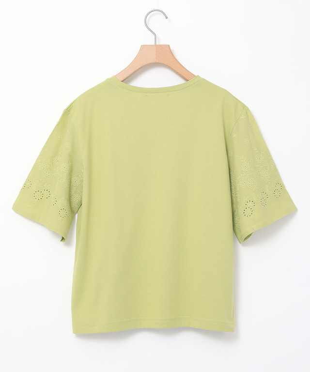 コットン 五分袖 刺繍 Tシャツ