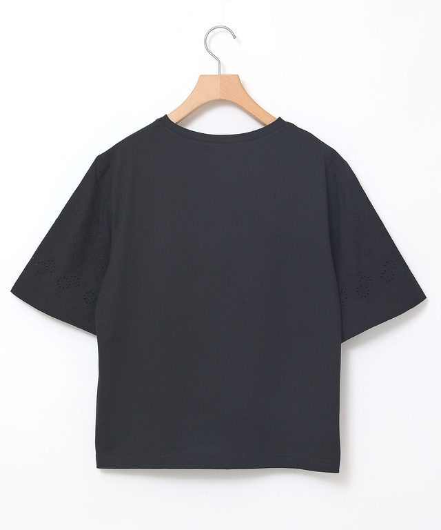 コットン 五分袖 刺繍 Tシャツ